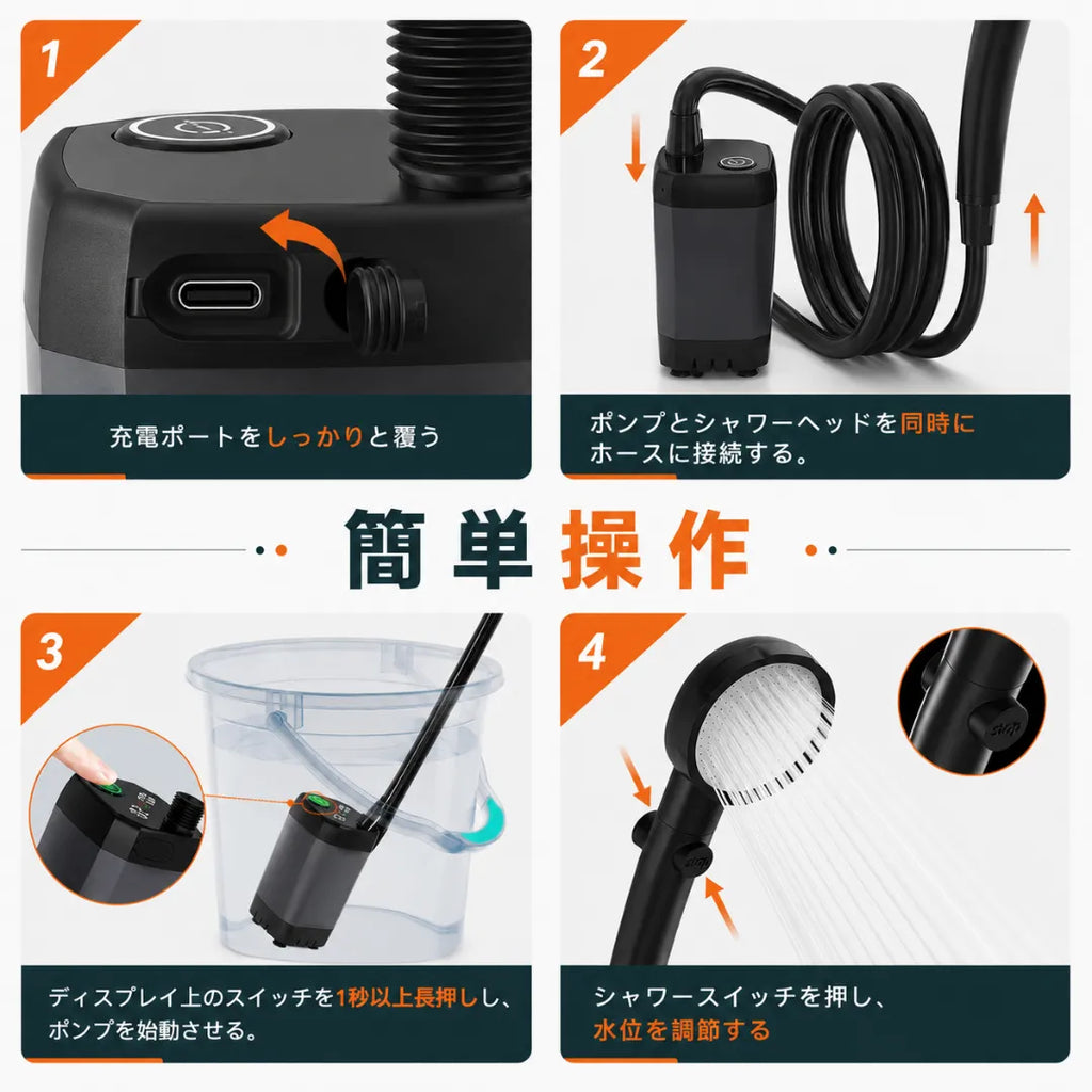 どこでも水が使える。LED温度表示付きコードレス携帯ウォーターシステム